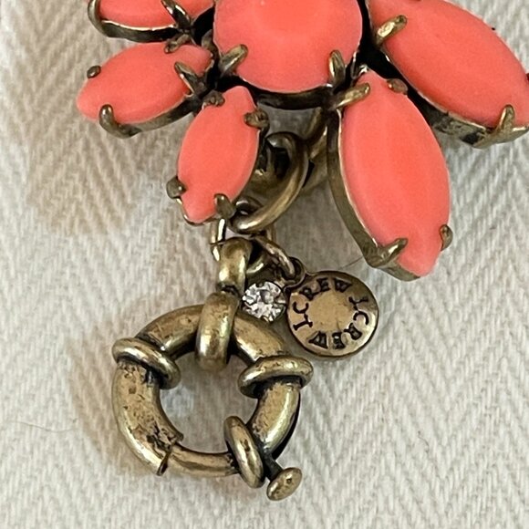 J. Crew Bracelet Statement Coral Gold Flower with Pouch - Picture 4 of 8